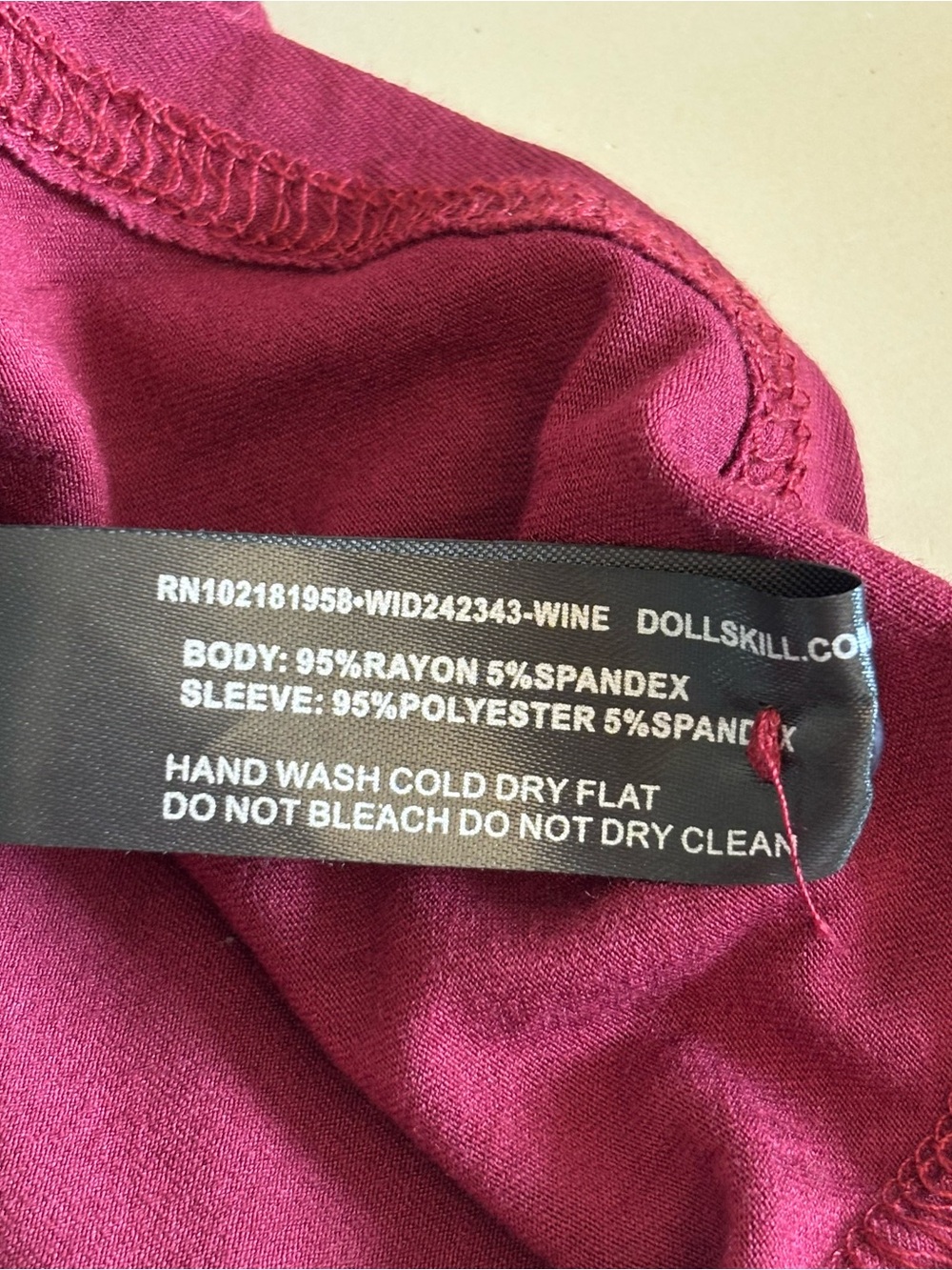 Dolls Kill Widow MY VERY NATURE LONG SLEEVE TOP - DARK RED Size Medium NEW - Picture 7 of 11